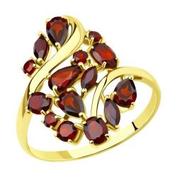 Кольцо золотое пробы 585 с гранатом (Арт.714283-2)