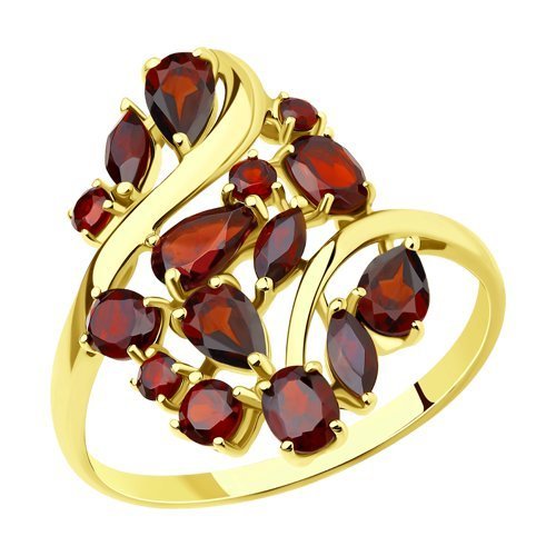 Кольцо золотое пробы 585 с гранатом (Арт.714283-2)