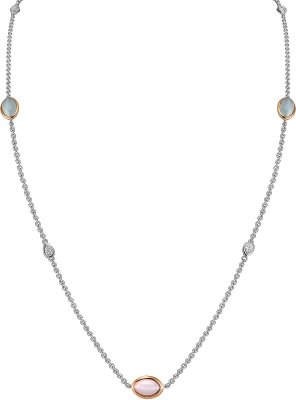 Ожерелье из серебра с кошачим глазом и куб. цирконием (Арт.fao-2-1-2-90-r)