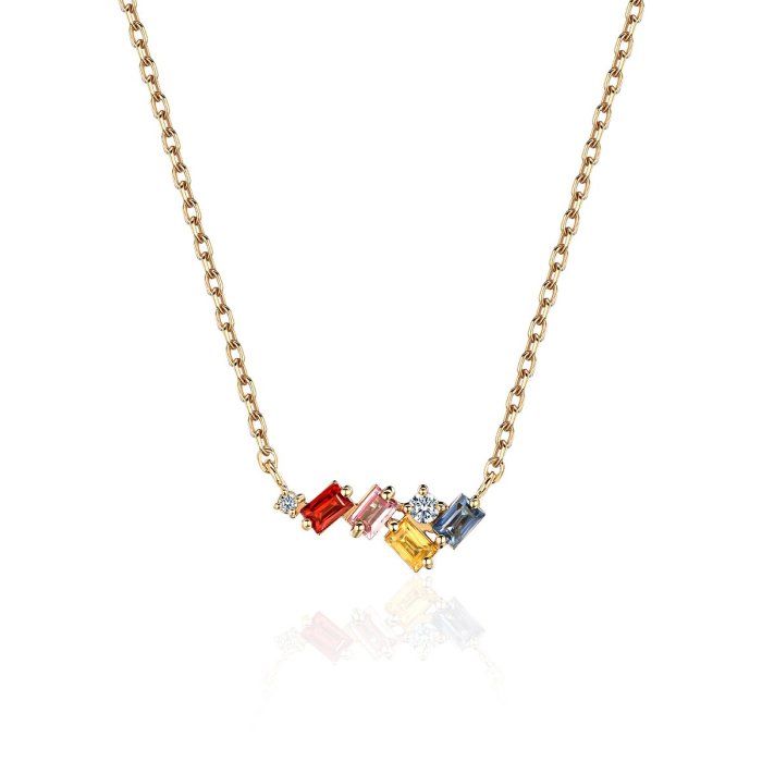 Ожерелье с бриллиантами и сапфирами «Color Sun» из золота Estet (арт.01Л632372-1)