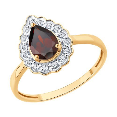 Кольцо золотое пробы 585 с гранатом (Арт.717219)