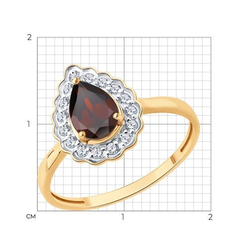 Кольцо золотое пробы 585 с гранатом (Арт.717219)