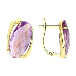 Серьги золотые пробы 585 с аметистом (Арт.53-320-00803-1)