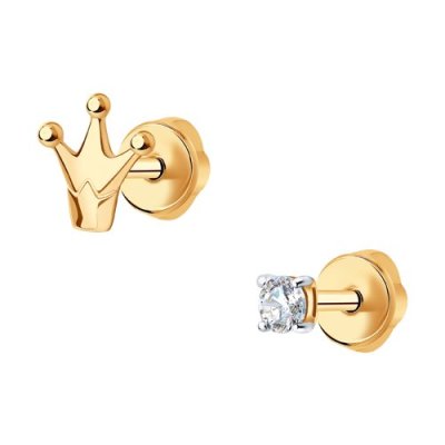Серьги-пусеты из золота с фианитом (Арт.027271)