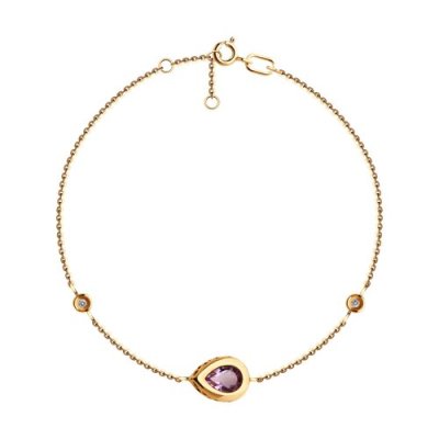 Браслет золотой пробы 585 с аметистом (Арт.75-00008)