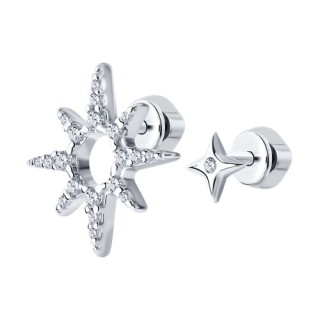 Серьги из серебра с фианитами «Сияние звезды» Соколов (арт.94025746)