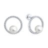 Серьги из серебра с жемчугом и фианитами (Арт.94026094)