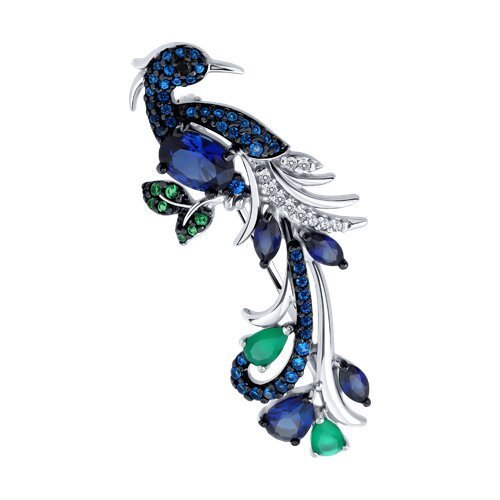 Брошь из серебра с миксом камней (Арт.88040001)