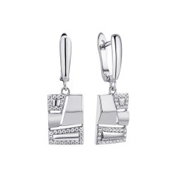 Серьги из серебра с фианитом (Арт.cz-e01685-x-w-x-x-w)