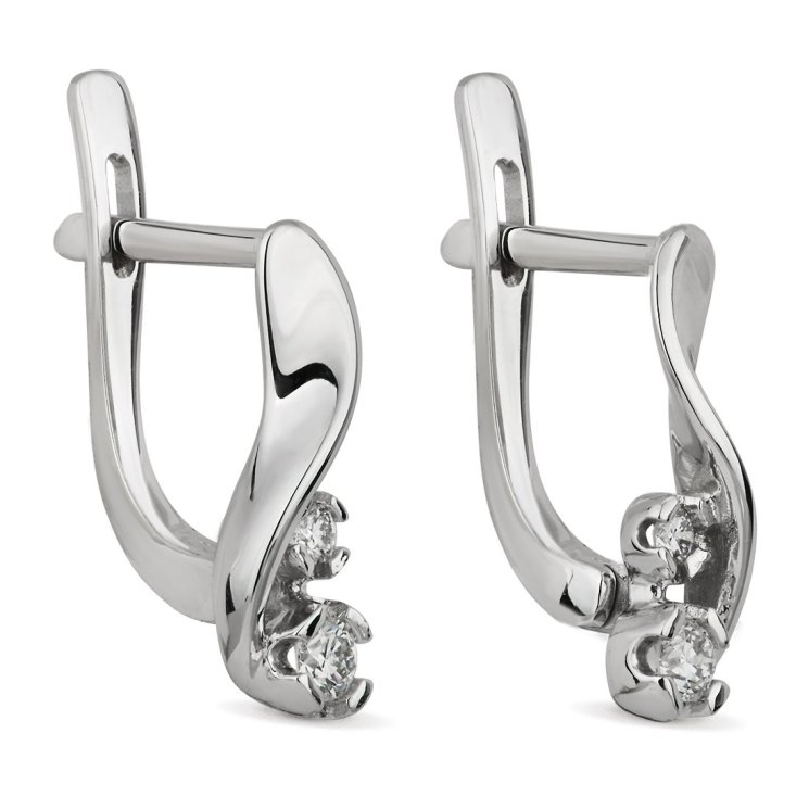 Серьги из золота с бриллиантом Русские Самоцветы (Арт.53485)
