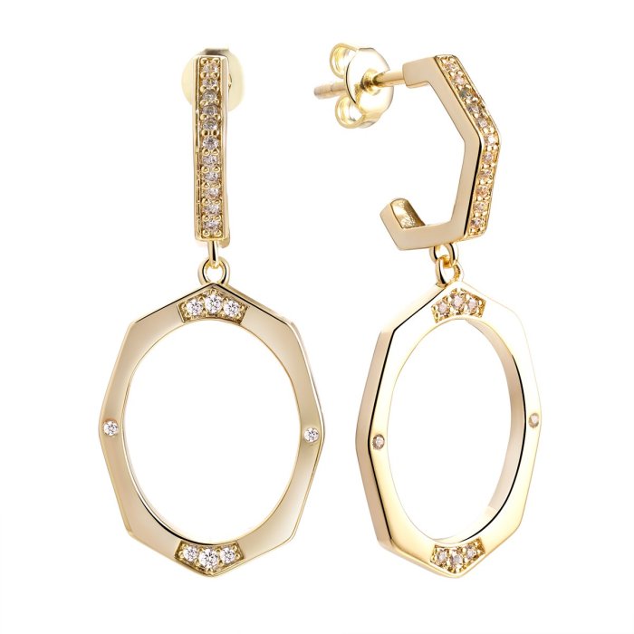 Серьги из серебра с фианитом (Арт.cz-e05141-x-l-x-x-w)