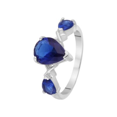 Кольцо из серебра с ситаллом (Арт.cz-r00698-x-w-bl-x-bl)