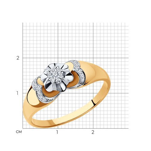 Кольцо из комбинированного золота с бриллиантами (Арт.1011490)
