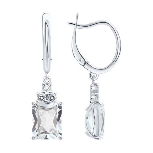 Серьги из серебра с горным хрусталем и фианитами (Арт.92023184)
