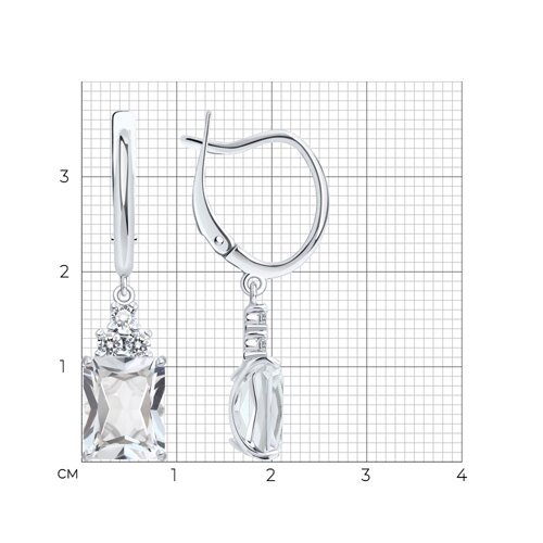 Серьги из серебра с горным хрусталем и фианитами (Арт.92023184)