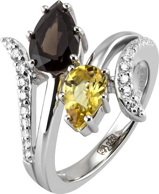 Кольцо из серебра с берилом и кварцем (Арт.41_04274-3s)