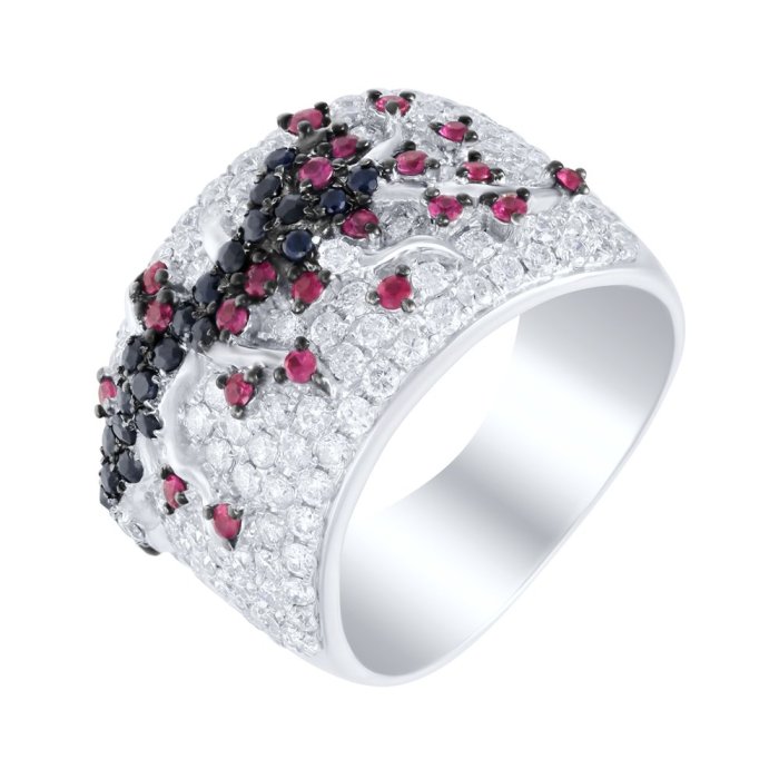 Кольцо из белого золота с бриллиантом и рубином (Арт.aas4194r_ko_dc_bsa_ru_wg)