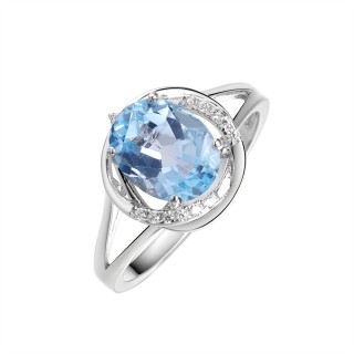 Кольцо серебряное с топазом и фианитами «Spring Halo» Fresh Jewelry (арт.PD-R00958-X-W-SBT-X-W)
