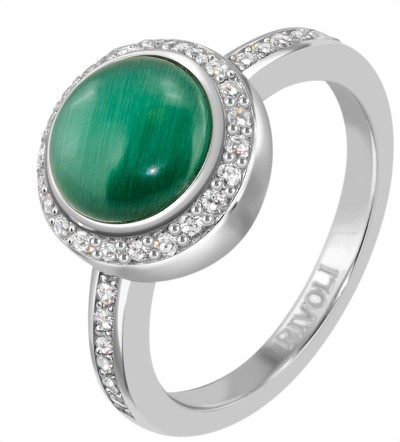 Кольцо серебряное с кошачьим глазом и кубическим цирконием «Dolce Vita» Rivoli (арт.FGR-3-8-H-45-S)