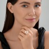 Кольцо из золочёного серебра с фианитами и эмалью «Белый цветок» SOKOLOV (арт.93011127)