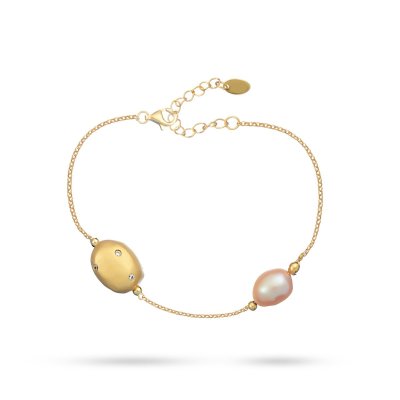 Браслет из серебра с жемчугом и куб. цирконием (Арт.rb-b336-2-x-l-pn-x-w)