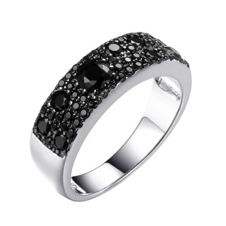 Кольцо серебряное с фианитом и шпинелью «Caviar Noir» Fresh Jewelry (арт.SL-R00324-X-WB-B-X-B)