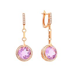 Серьги из золота с аметистом и бриллиантом (Арт.e33186d-1_sr_am_pink)