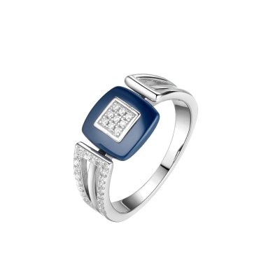 Кольцо из серебра с керамикой и фианитом (Арт.tc-r00263-vl-w-x-x-w)