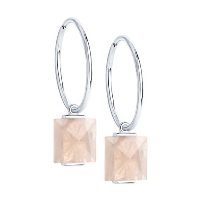 Серьги из серебра с кварцем «Дымчатый куб» Соколов (арт.92022342)