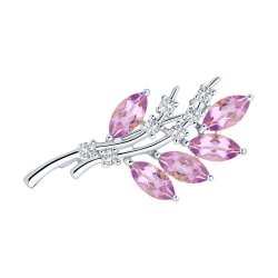 Брошь из серебра с аметистами и фианитами (Арт.92040011)