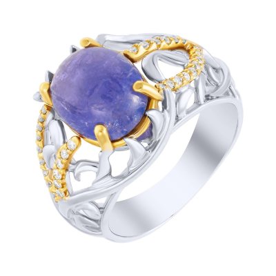 Кольцо из золота с бриллиантом и танзанитом (Арт.r07042xrc_ta_ta_wj)