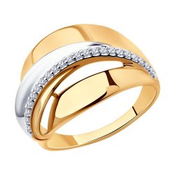 Кольцо из золочёного серебра с фианитами (Арт.93-110-00419-1)