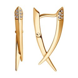 Серьги из золочёного серебра с фианитами (Арт.93-120-01848-1)