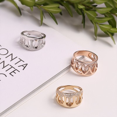 Кольцо золотое с бриллиантами «Pink Crown» JvG (арт. R14489DP_KO_001_PINK)