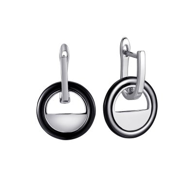 Серьги из серебра с керамикой (Арт.tc-e01563-b-w-x-x-x)