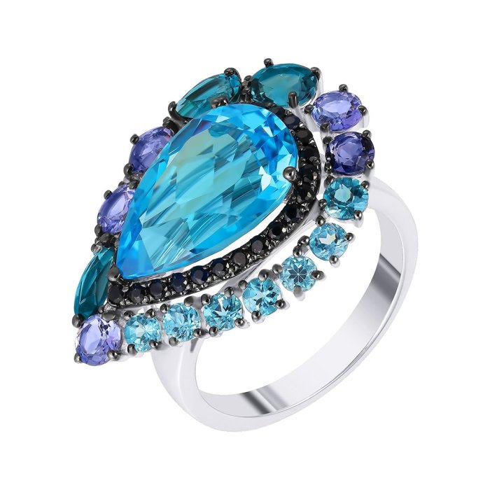 Кольцо из белого золота с бриллиантом и сапфиром (Арт.rg-32957_ko_bsa_bt_lt_mc_wg)