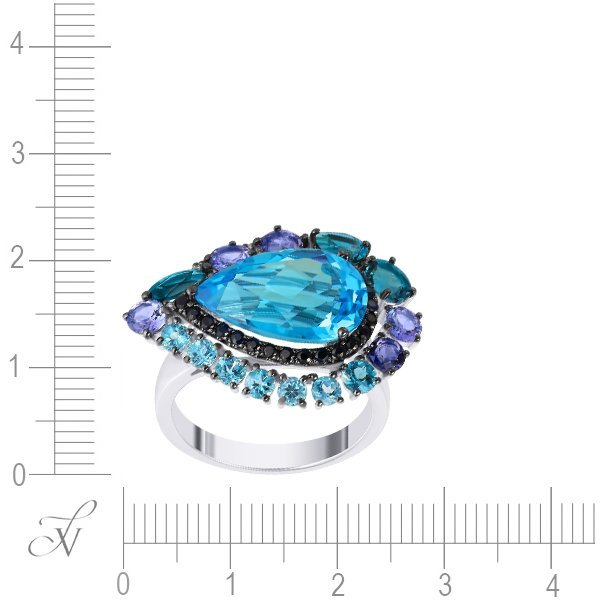 Кольцо из белого золота с бриллиантом и сапфиром (Арт.rg-32957_ko_bsa_bt_lt_mc_wg)