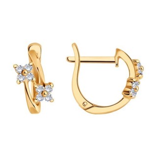Серьги из серебра с фианитами «Золотой рассвет» Соколов (арт.93020026)