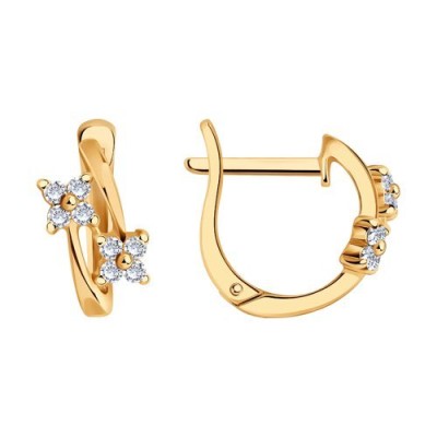 Серьги из серебра с фианитами «Золотой рассвет» Соколов (арт.93020026)