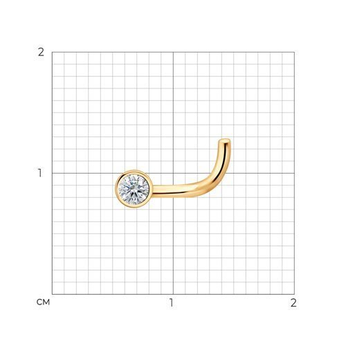 Пирсинг из золочёного серебра с фианитом «Солнечная Искорка» Соколов (арт.9306)