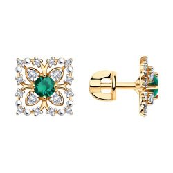 Серьги из золота с бриллиантами и изумрудами (Арт.3020467)