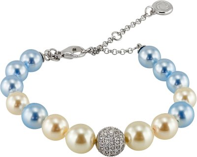 Браслет из серебра с жемчугом и куб. цирконием (Арт.1b-sk-2-27)
