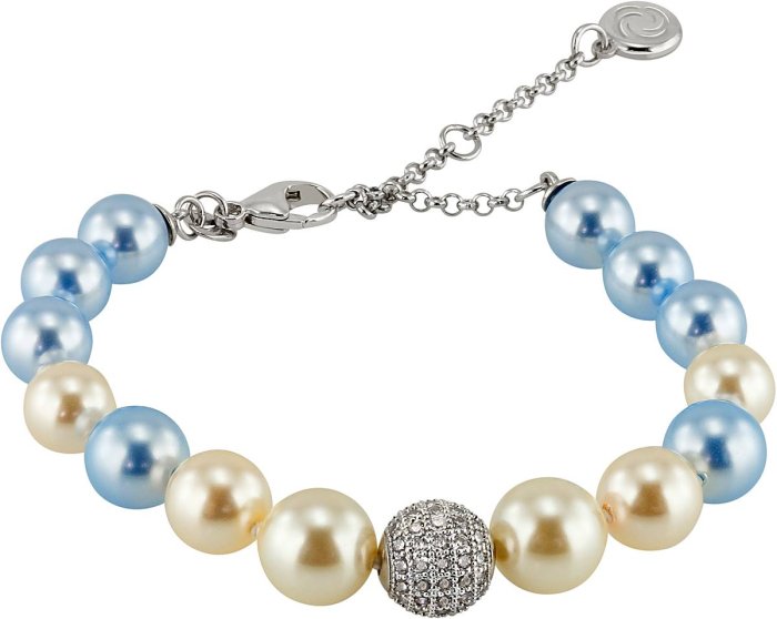 Браслет из серебра с жемчугом и куб. цирконием (Арт.1b-sk-2-27)