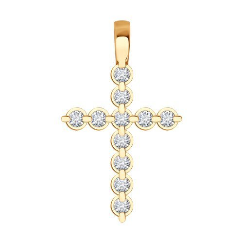 Подвеска из золота с бриллиантом выращенным и рубином (Арт.51-230-02589-1)