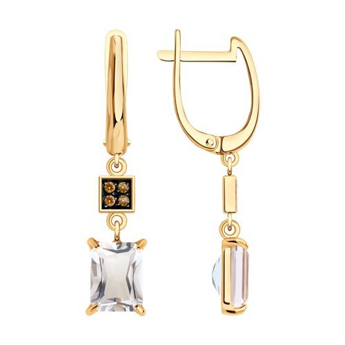 Серьги золотые пробы 585 с горным хрусталем (Арт.51-321-02948-1)