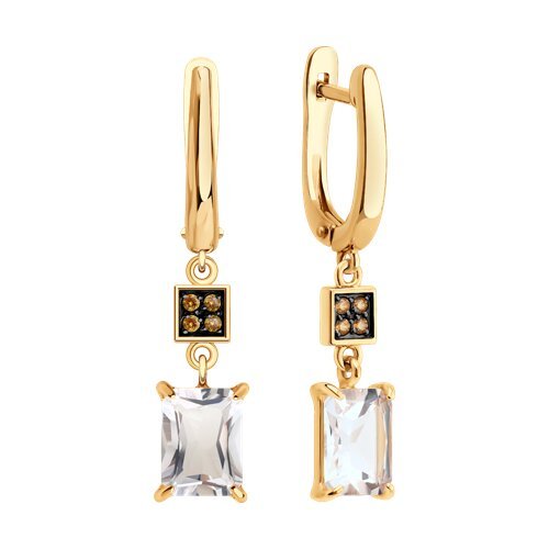 Серьги золотые пробы 585 с горным хрусталем (Арт.51-321-02948-1)