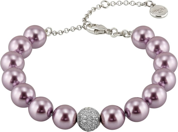 Браслет из серебра с жемчугом и кристаллом swarovski (Арт.5b-sk-16)