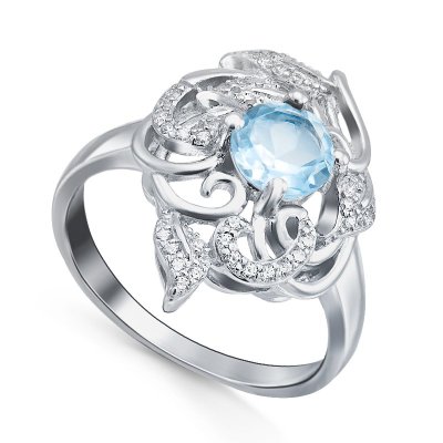 Кольцо Серебряные крылья (Арт.21knys1487-155_topaz_kubcirkonii_30)