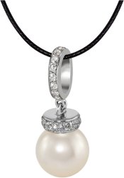 Кулон из серебра с жемчугом и кристаллом swarovski (Арт.abp-1-10-2-s)