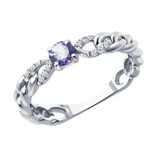 Кольцо из белого золота с бриллиантами и танзанитом «Ледяная Сирена» SOKOLOV (арт.6014)